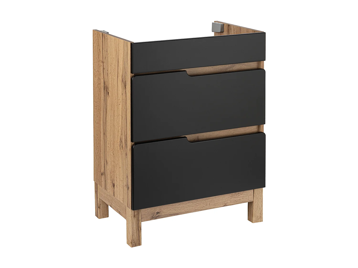 Ensemble de salle de bain sur pied Armoire avec lavabo 60 cm Chêne Wotan / Noir Alma