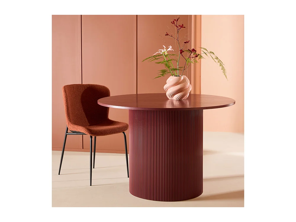 Lenox - Table à manger 4 personnes ronde en bois - Bordeaux