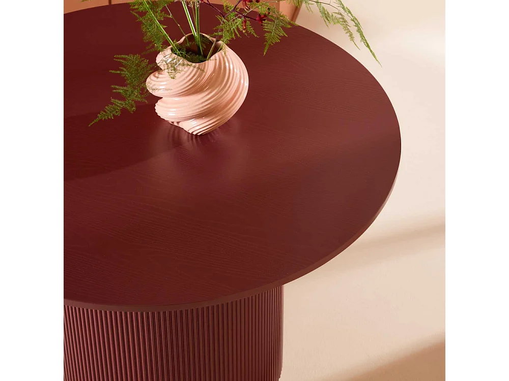 Table à Manger Nervurée "Lenox" 110cm Bordeaux