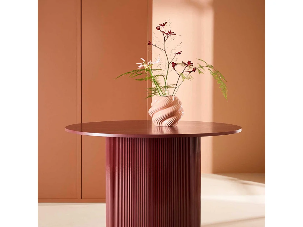 Table à Manger Nervurée "Lenox" 110cm Bordeaux