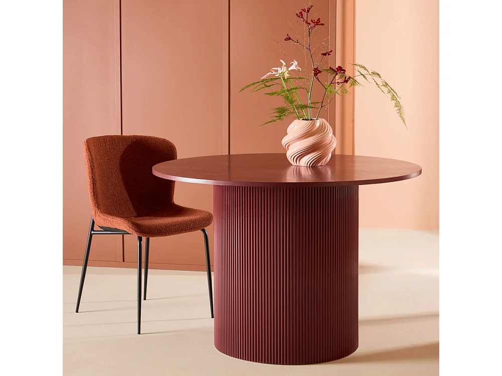 Table à Manger Nervurée "Lenox" 110cm Bordeaux