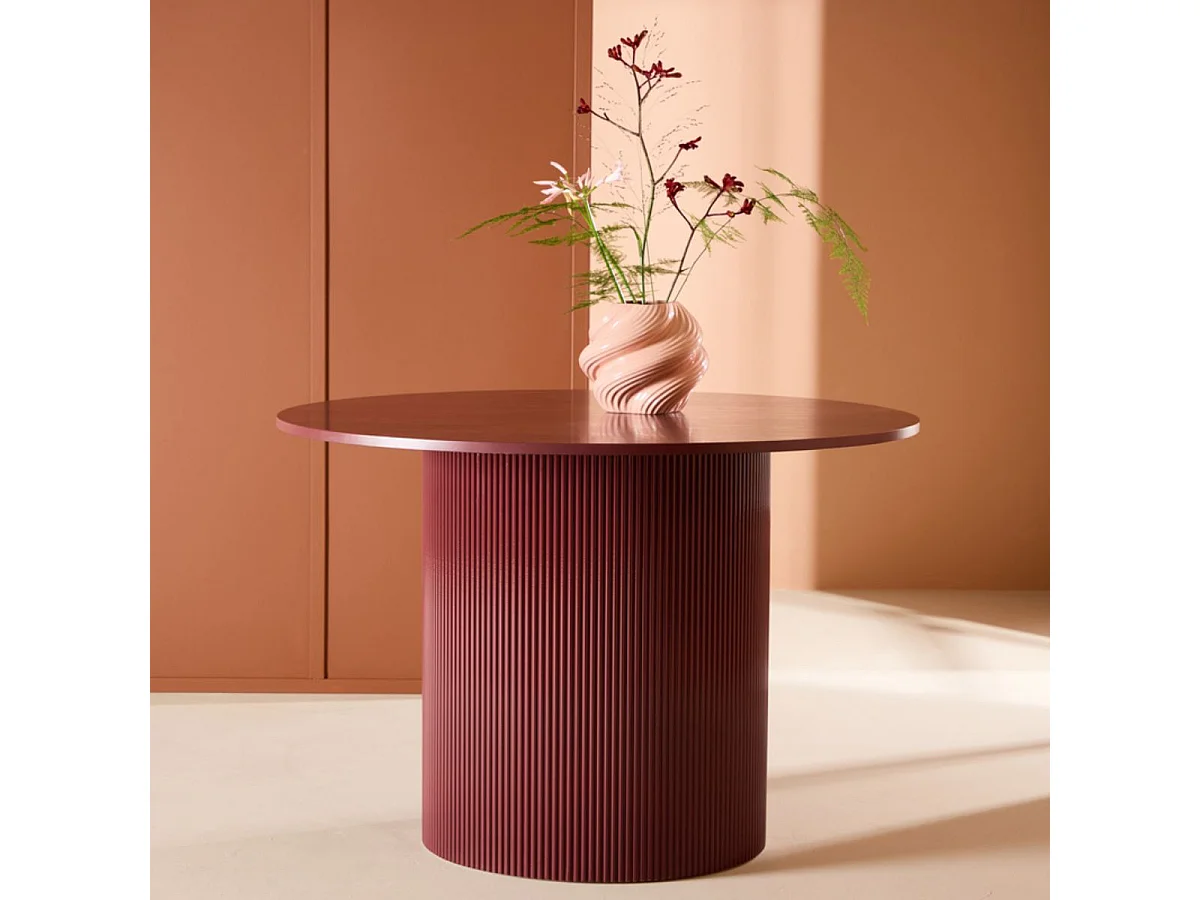 Table à Manger Nervurée "Lenox" 110cm Bordeaux