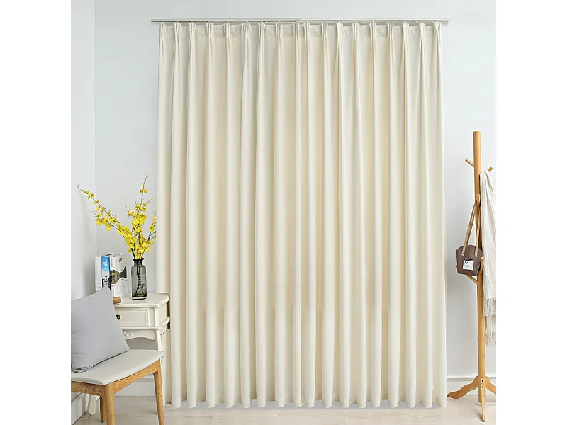 Cortina Blackout de Veludo Creme com Ganchos 290x245 cm para Privacidade e Estilo