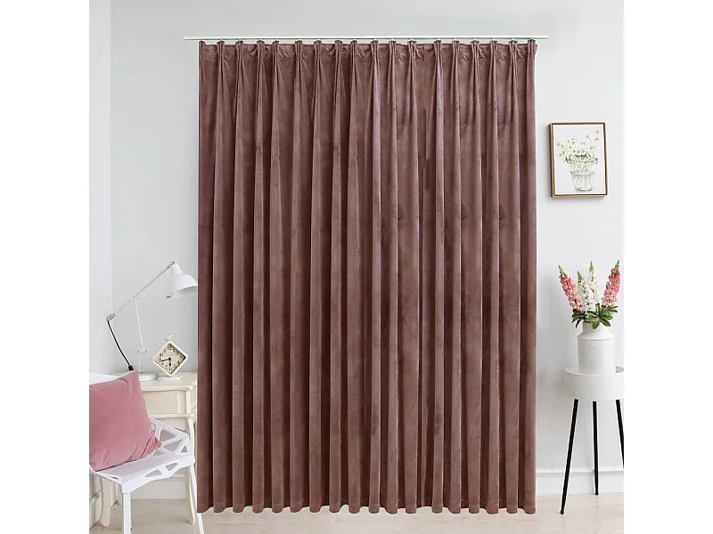 Cortina Blackout Elegante em Veludo Rosa Antigo 290x245 cm com Ganchos Metálicos