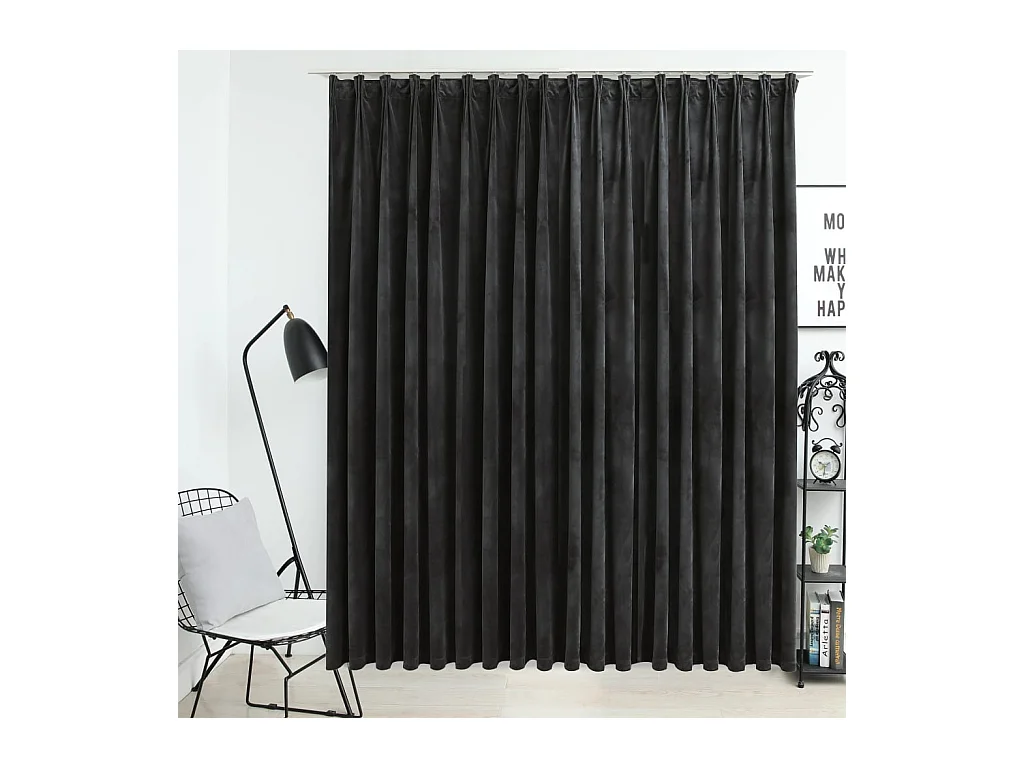 Rideau occultant avec crochets Velours Anthracite 290x245 cm
