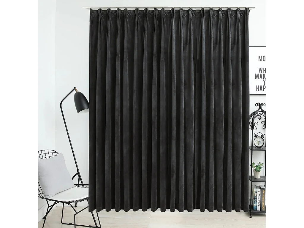 Verdunkelungsvorhang mit Haken Samt Anthrazit 290 x 245 cm