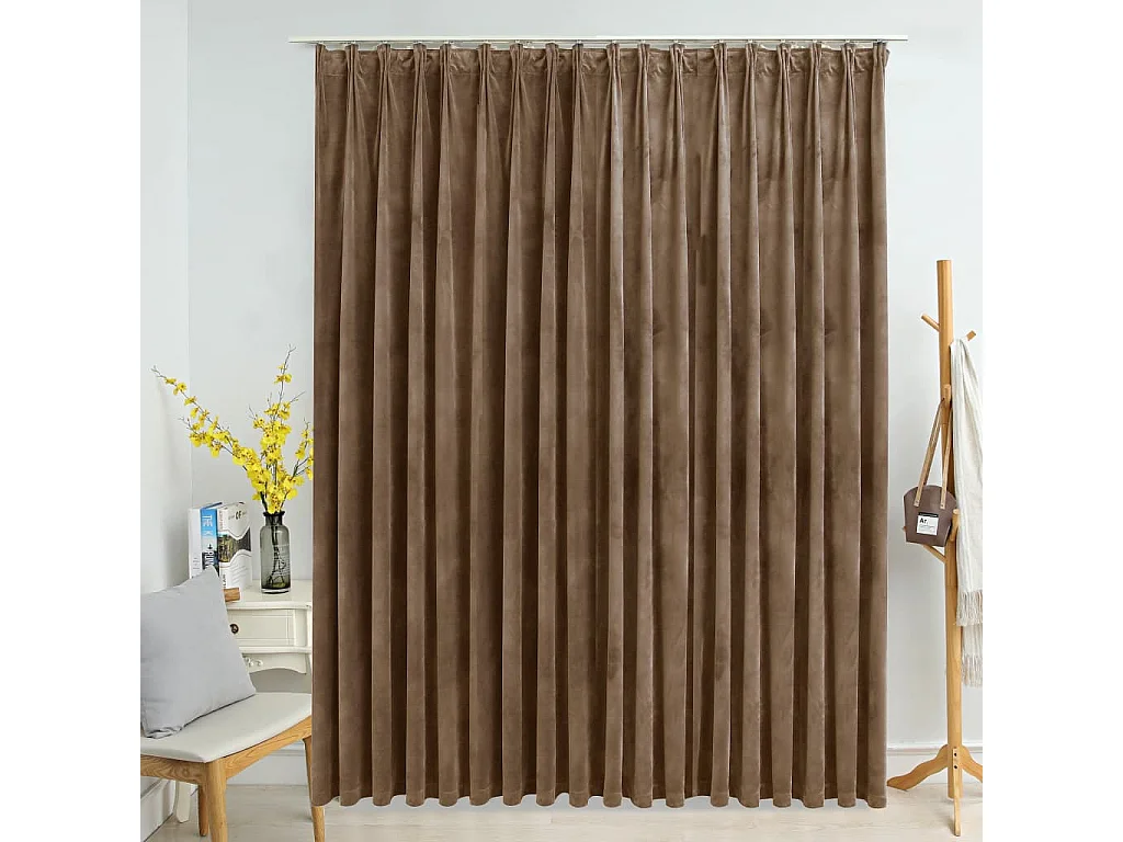 Verdunkelungsvorhang mit Haken Samt Beige 290 x 245 cm