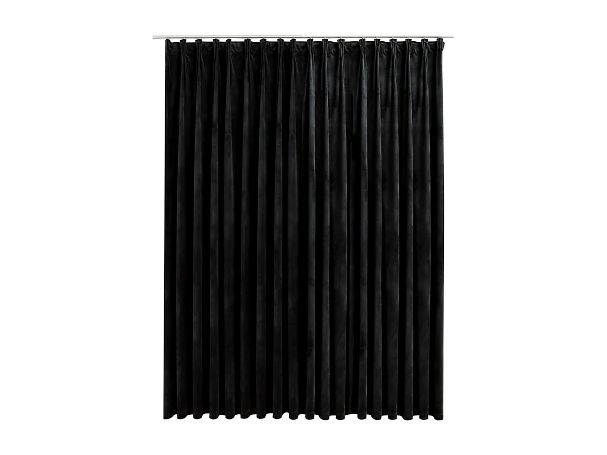 Verdunkelungsvorhang mit Haken Samt Schwarz 290 x 245 cm