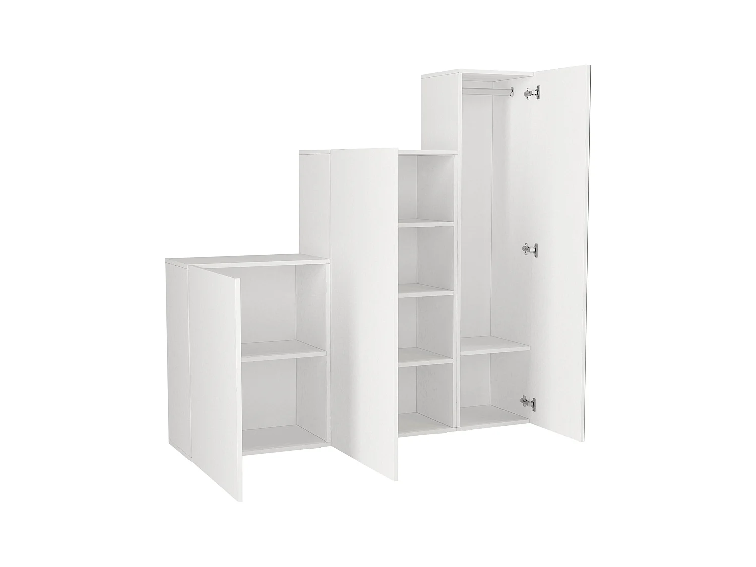 Vestiaire modulable 3 portes - Avec miroir - L160 cm - Blanc - TELEZA