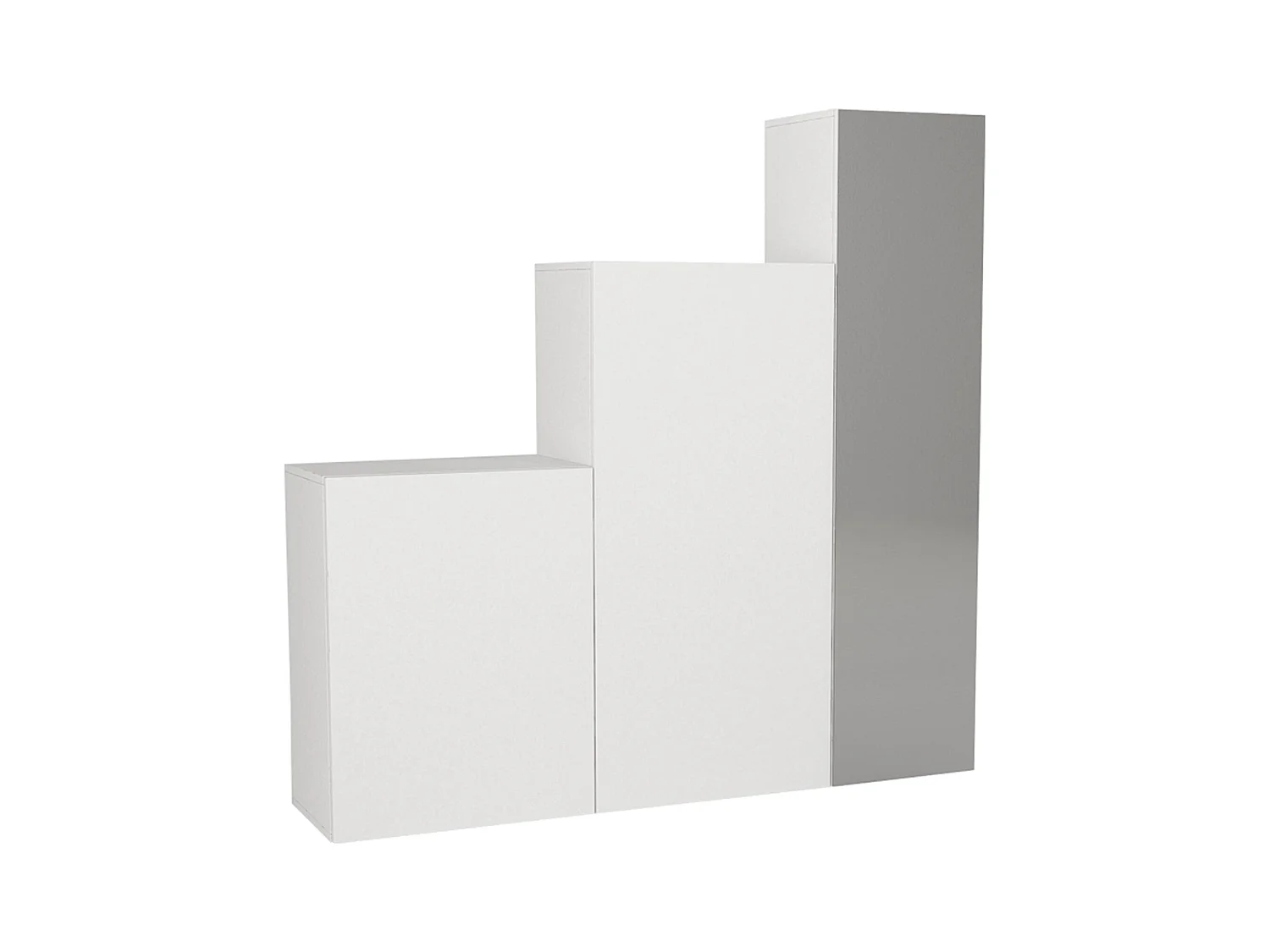 Vestiaire modulable 3 portes - Avec miroir - L160 cm - Blanc - TELEZA