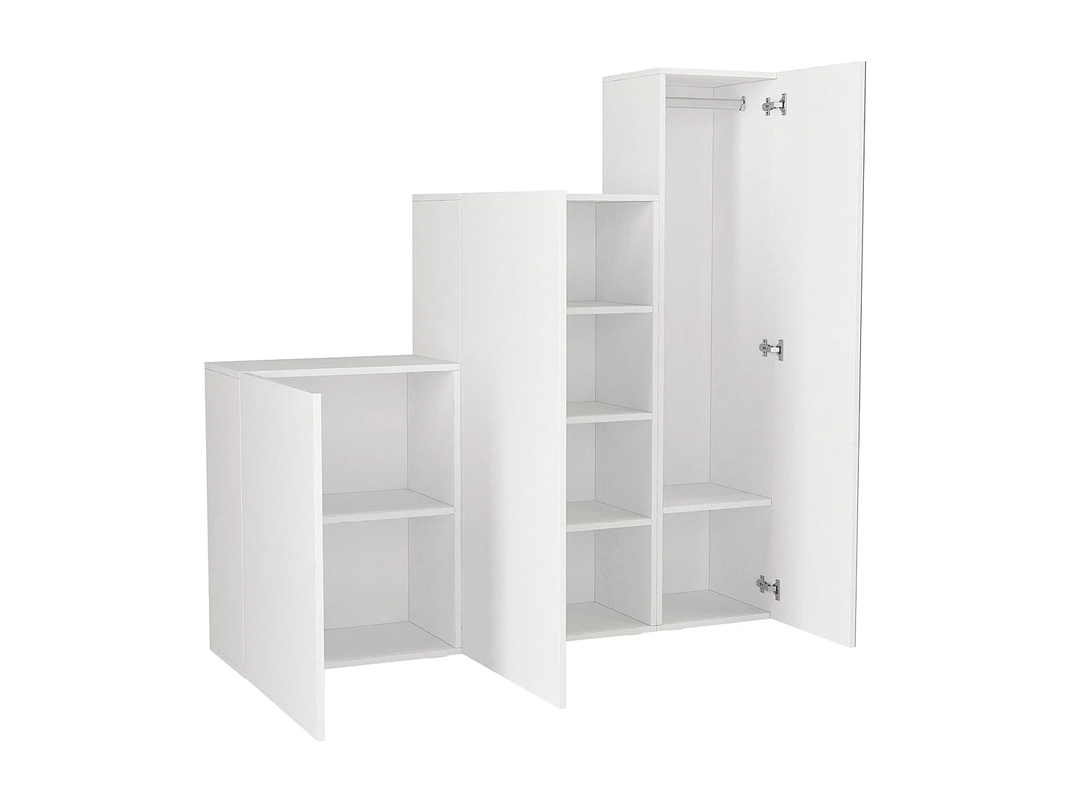 Armario modular de 3 puertas - Con espejo - L180 cm - Blanco - TELEZA