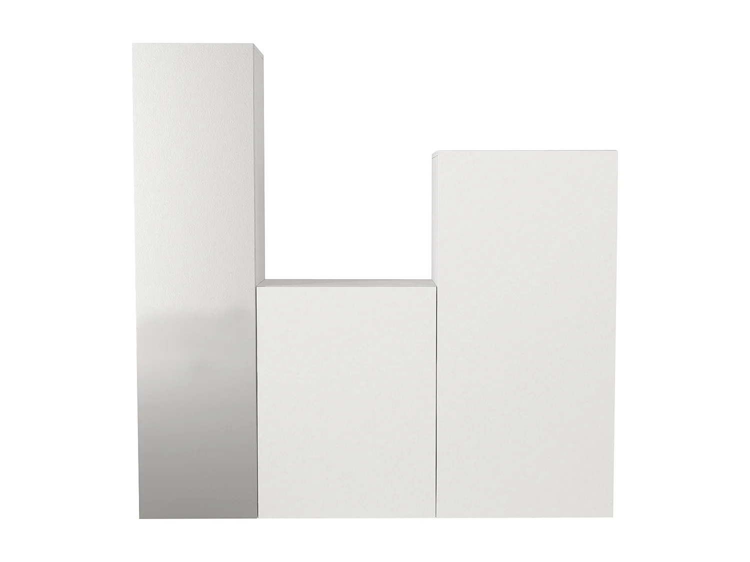 Armario modular de 3 puertas - Con espejo - L180 cm - Blanco - TELEZA