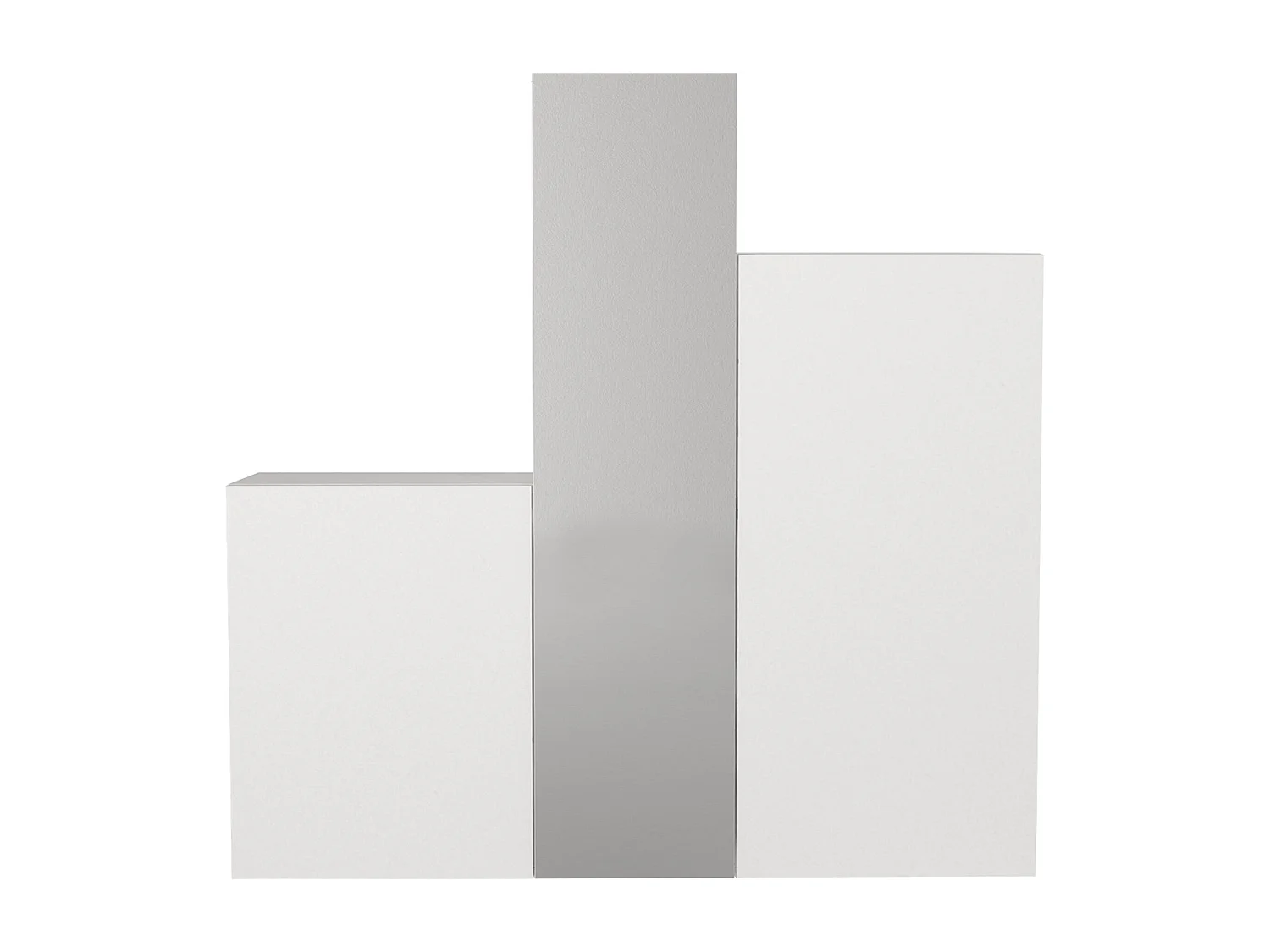 Armario modular de 3 puertas - Con espejo - L180 cm - Blanco - TELEZA