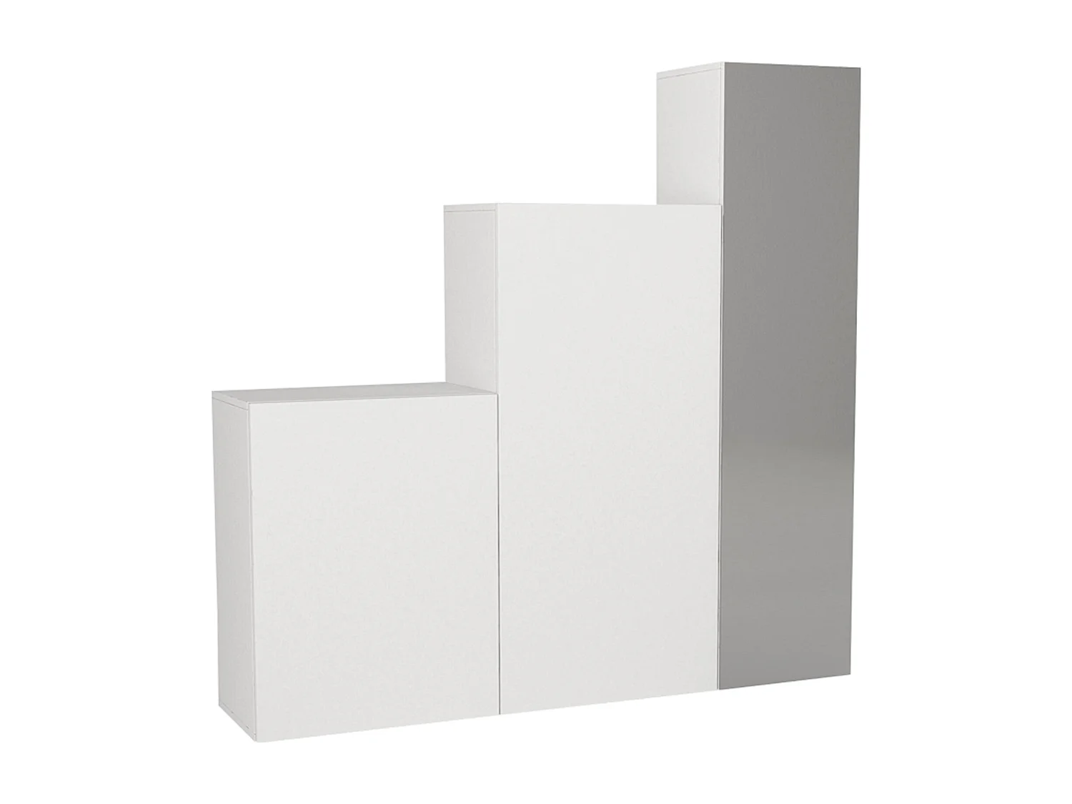 Armario modular de 3 puertas - Con espejo - L180 cm - Blanco - TELEZA