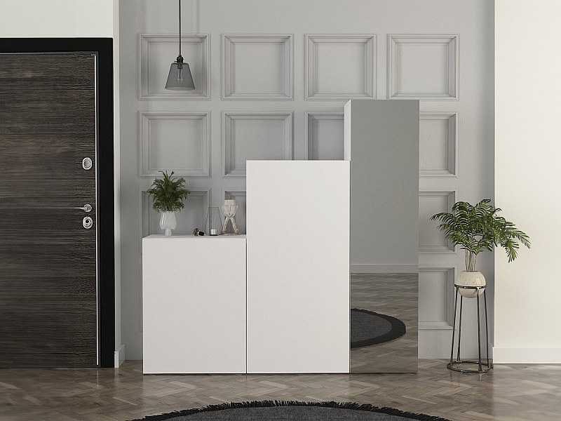 Kleiderschrank mit 3 Türen - beliebig kombinierbar - Spiegel - Weiß ...
