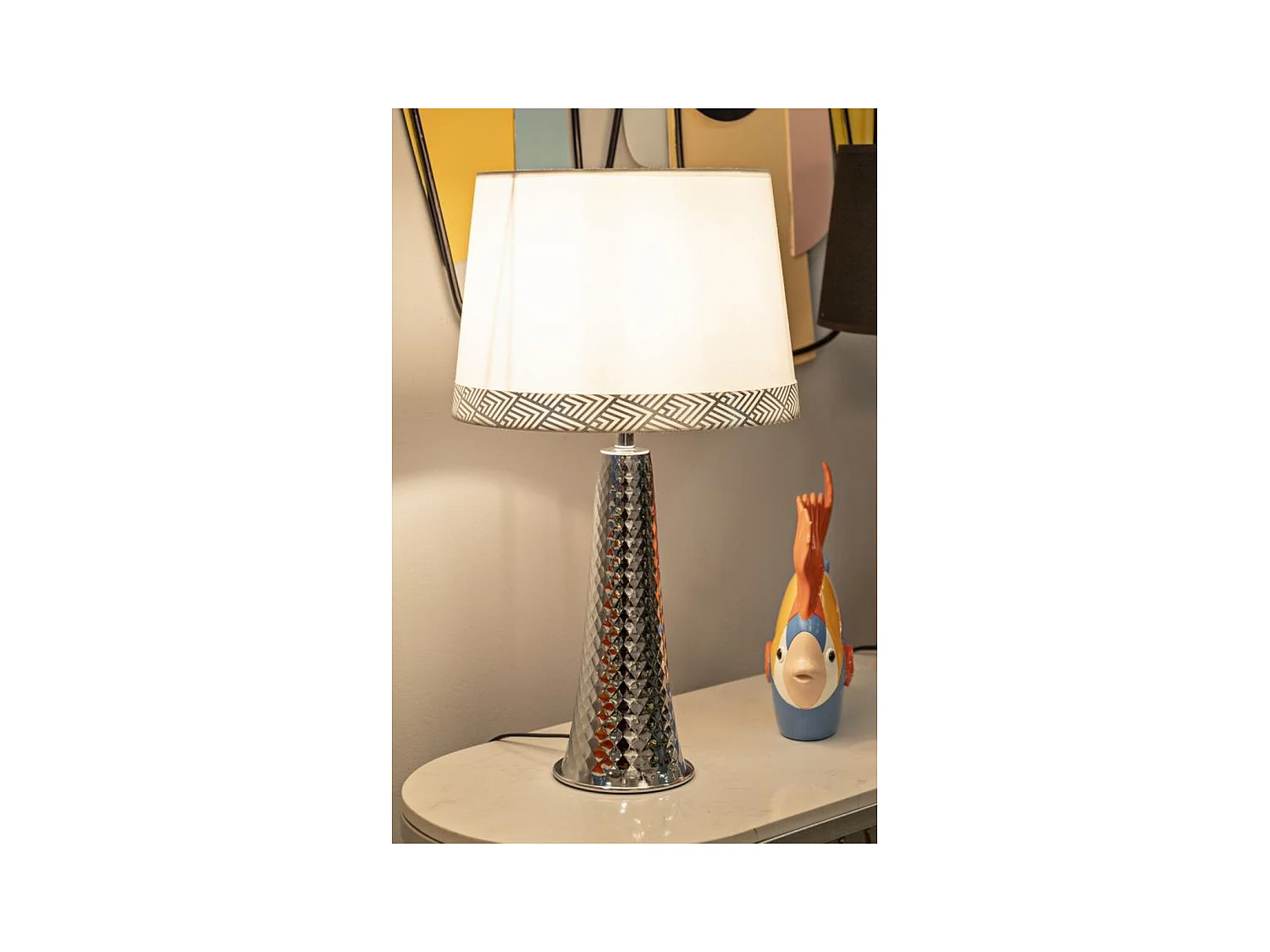 Lampa Stołowa MF902, Srebrny, 30x30x54 cm, Epikasa