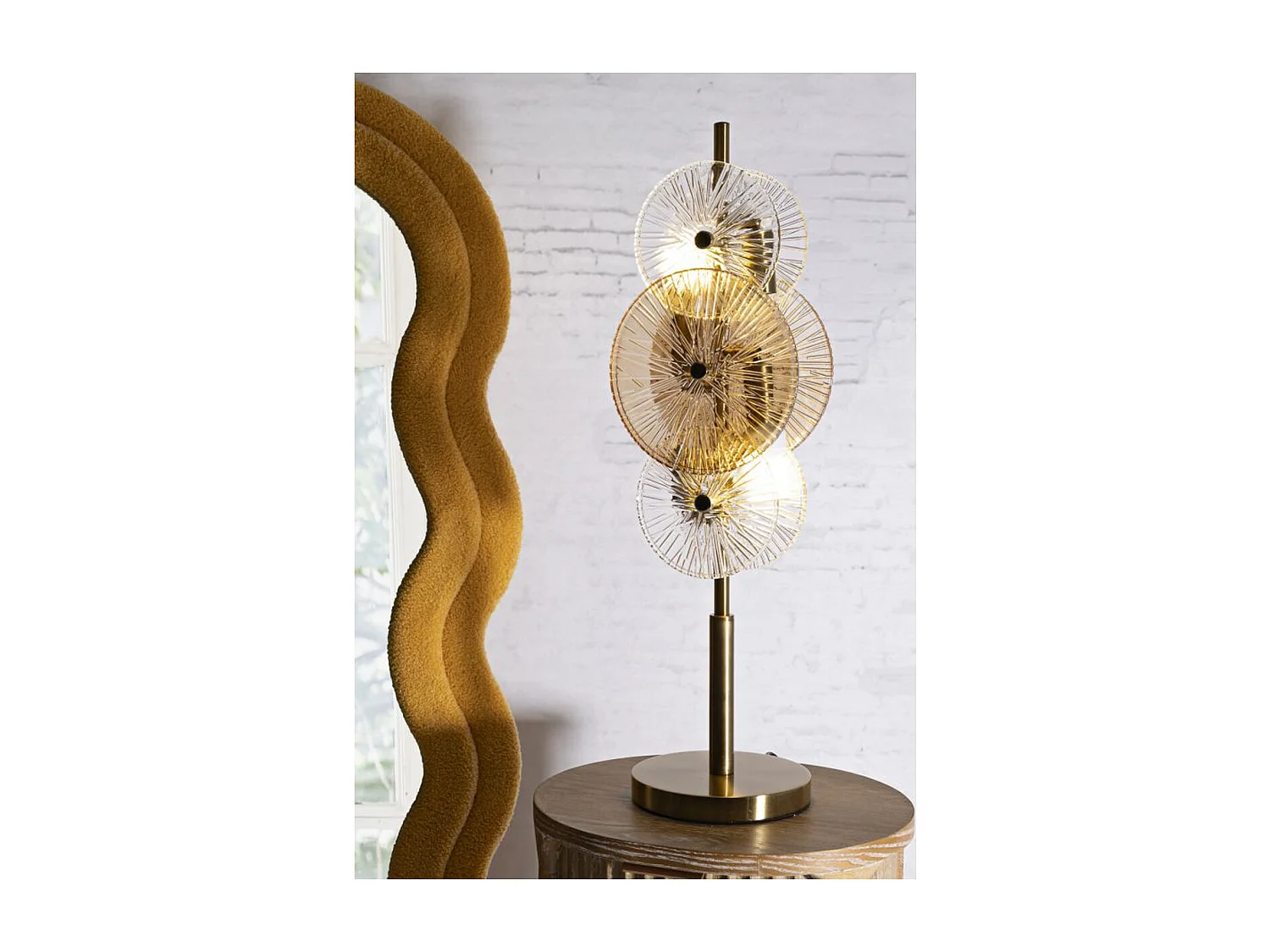 Lampa Stołowa MF919, Brązowy, 20x18x66 cm, Epikasa