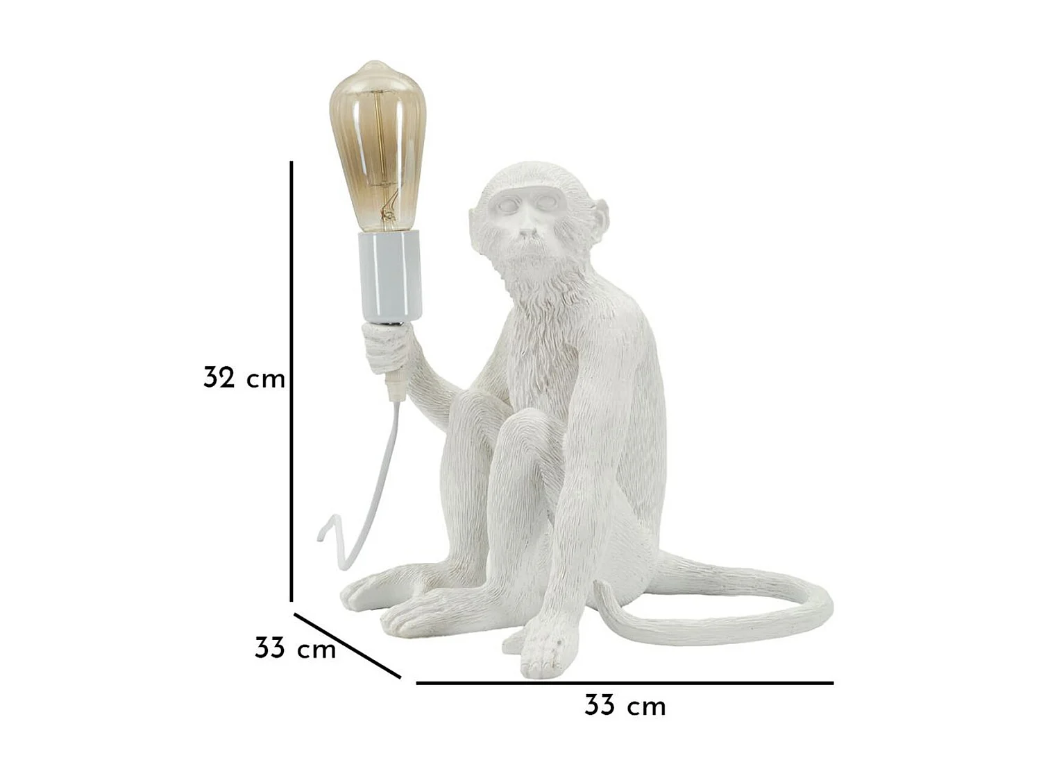 Lampada da Tavolo Scimmia, Bianco, 33x33x32 cm, Epikasa