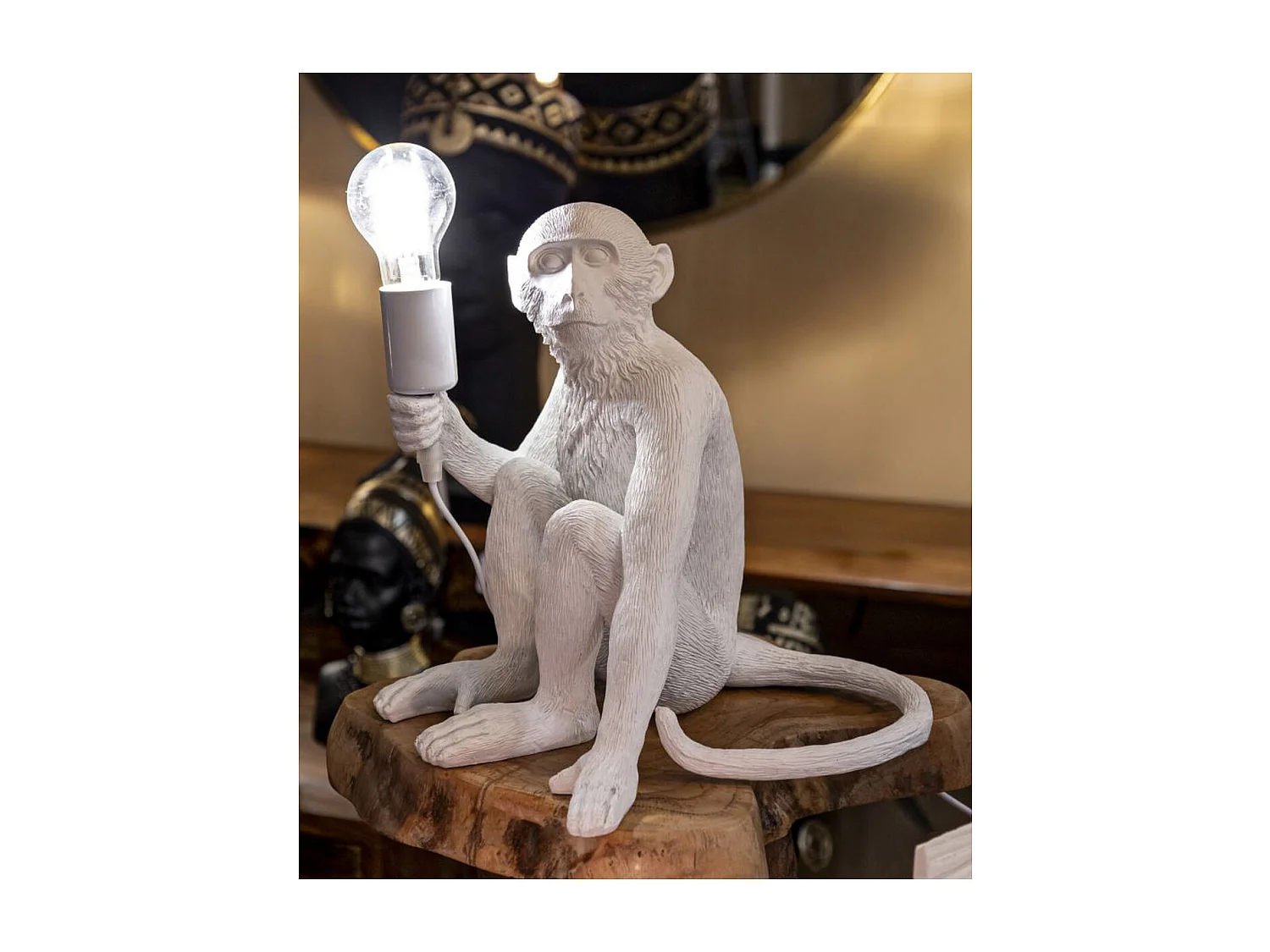Lampa Stołowa Małpa, Biały, 33x33x32 cm, Seven Design