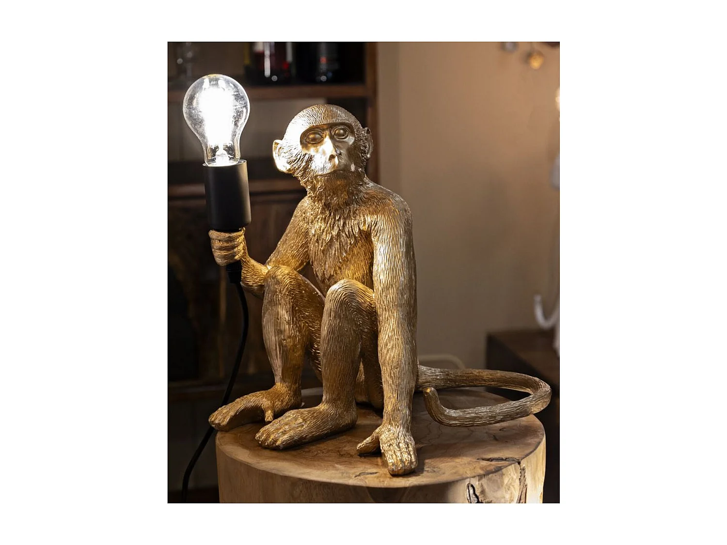 Lampa Stołowa Małpa 2, Złoto, 33x33x32 cm, Epikasa