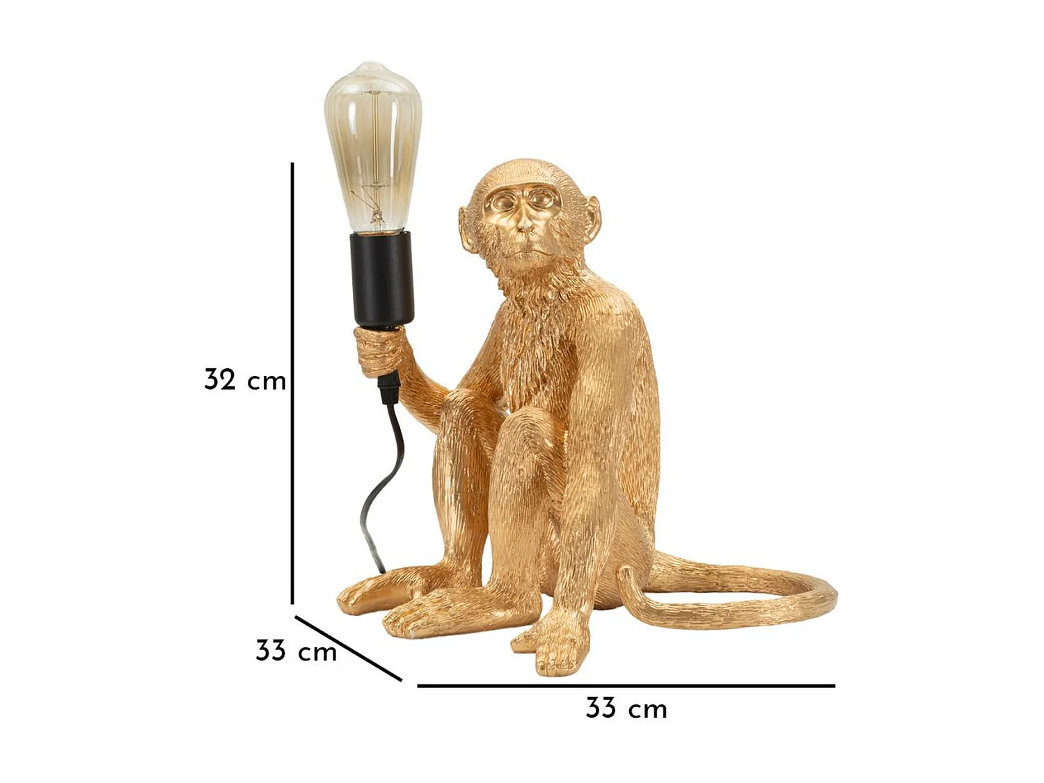 Lampa Stołowa Małpa 2, Złoto, 33x33x32 cm, Epikasa