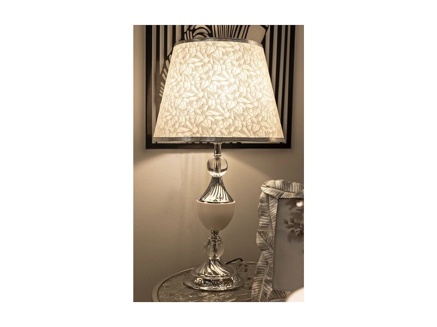 Lampa Stołowa MF907, Srebrny, 30x30x54 cm, Epikasa