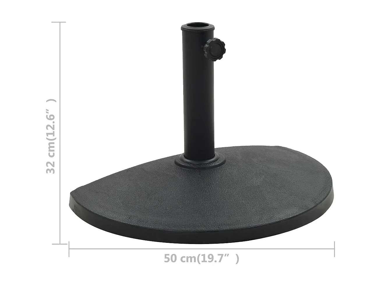 Hønefoss  Base de sombrilla de semicírculo de poliresina negra 9 kg