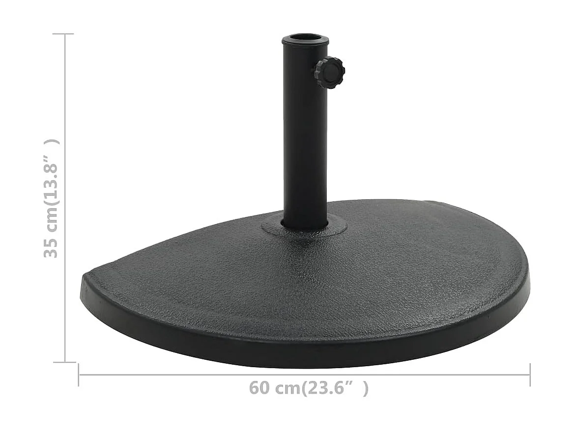 Hønefoss  Base de sombrilla de semicírculo de poliresina negra 15 kg