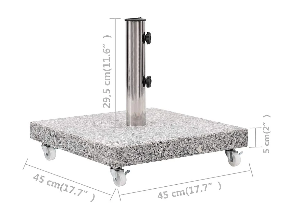 Jessica  Base de sombrilla cuadrada de granito gris 30 kg