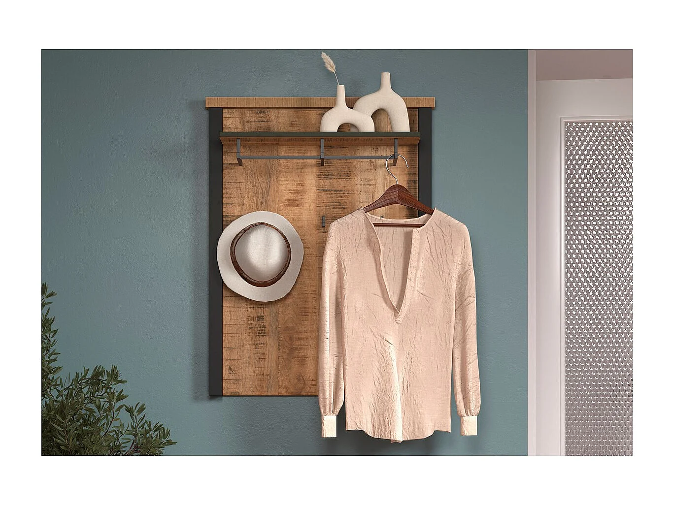 Wieszak ścienny Enna, Brązowy, 73x27x95 cm, Seven Design