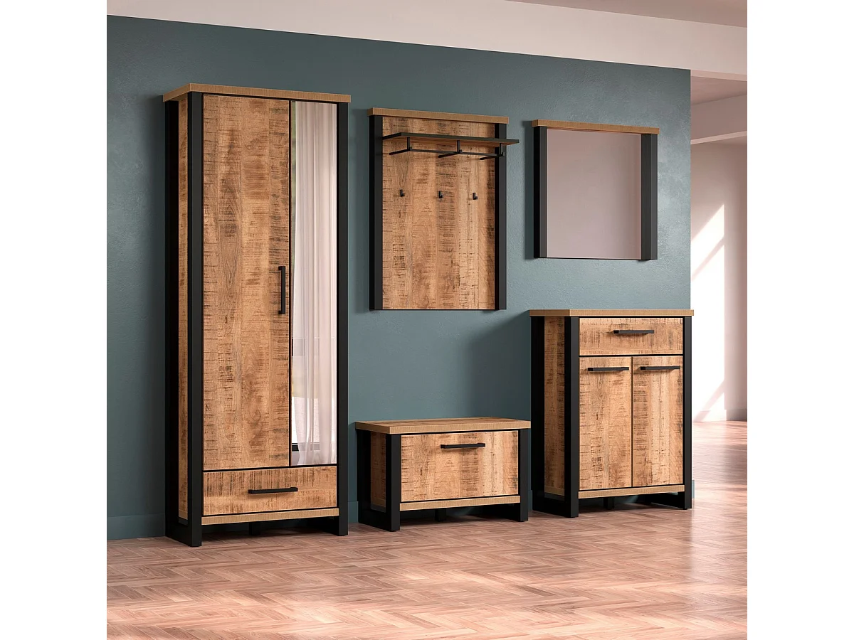 Wieszak ścienny Enna, Brązowy, 73x27x95 cm, Seven Design