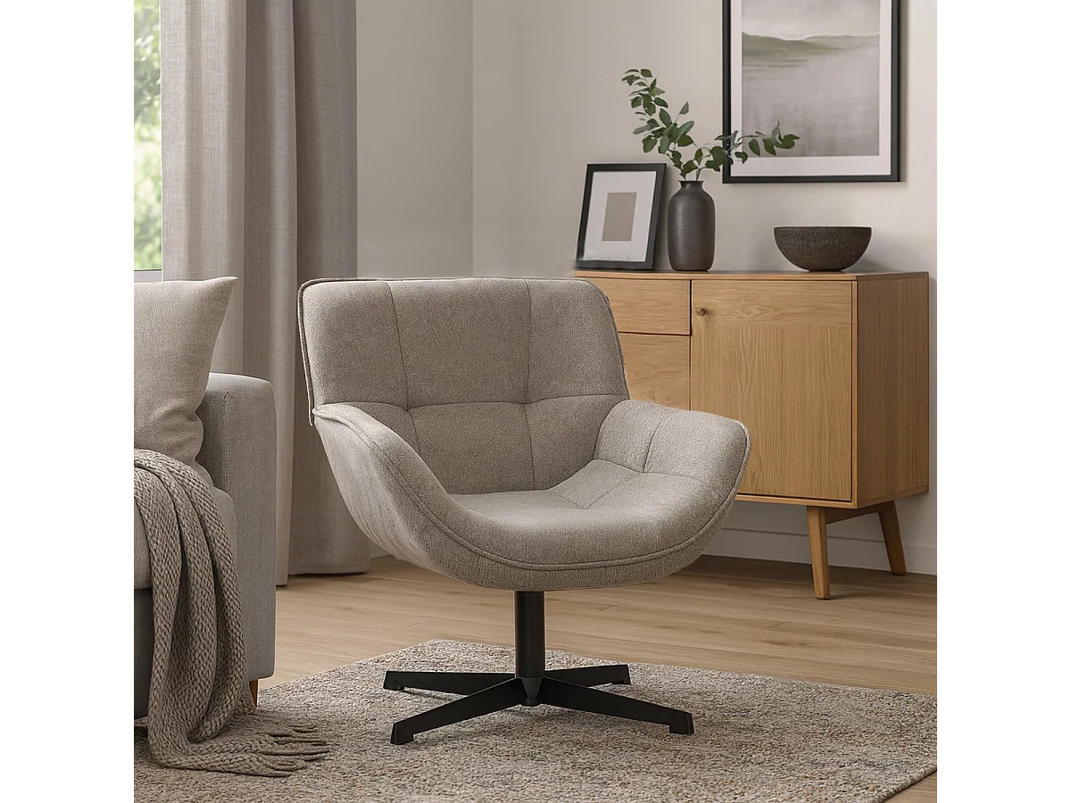 Fauteuil Odette, Gris Tourterelle, 72x80x82 cm, Seven Design