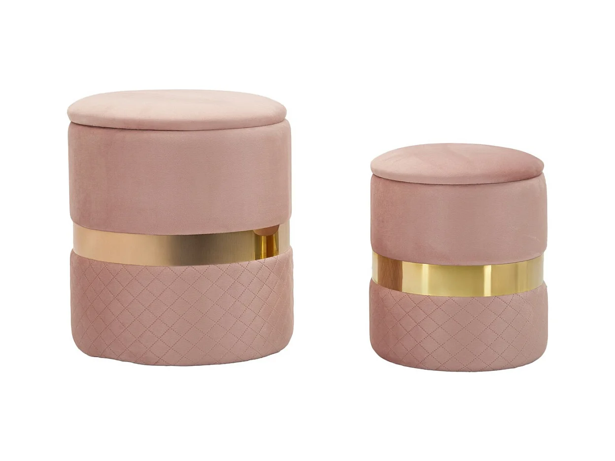 Lot de 2 Poufs MF869, Rose, 37x37x42 cm, Epikasa
