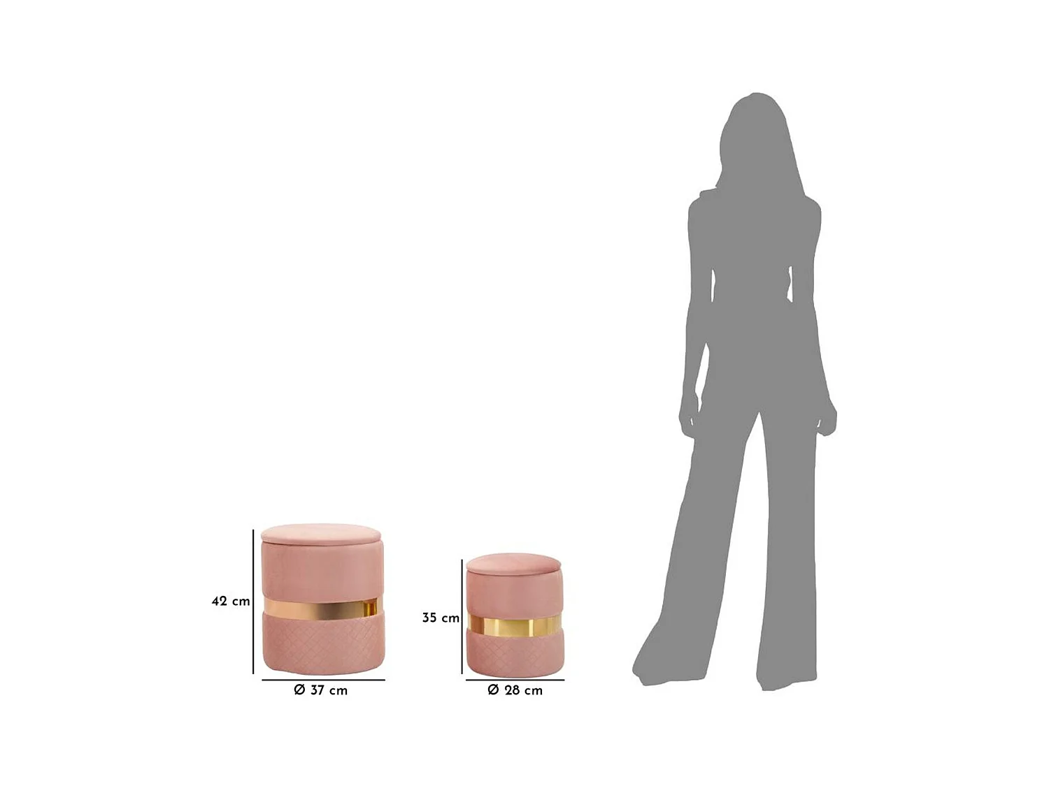 Conjunto de 2 Pufes MF869, Cor-de-rosa, 37x37x42 cm, Epikasa