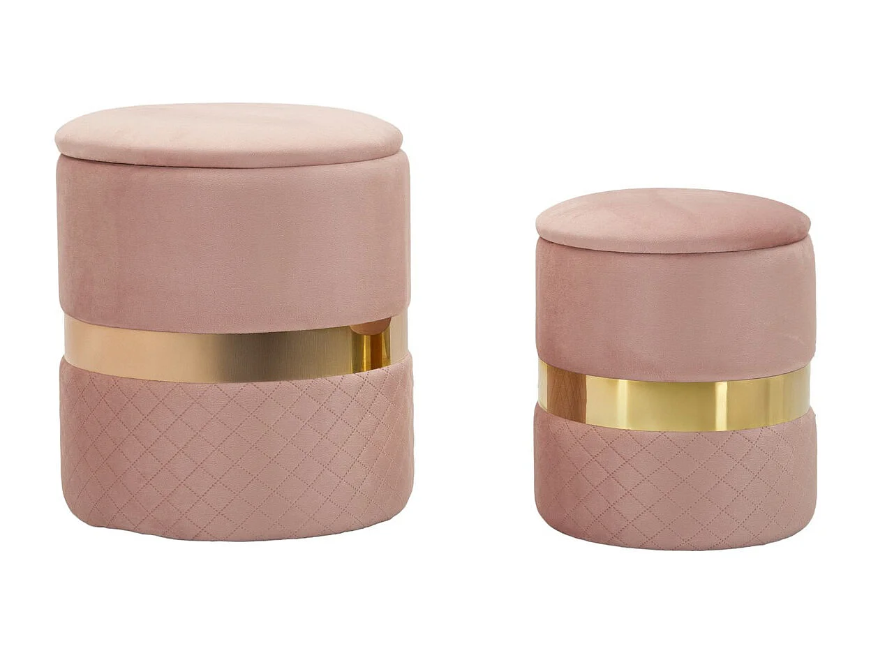 Zestaw 2 Pufami MF869, Różowy, 37x37x42 cm, Seven Design