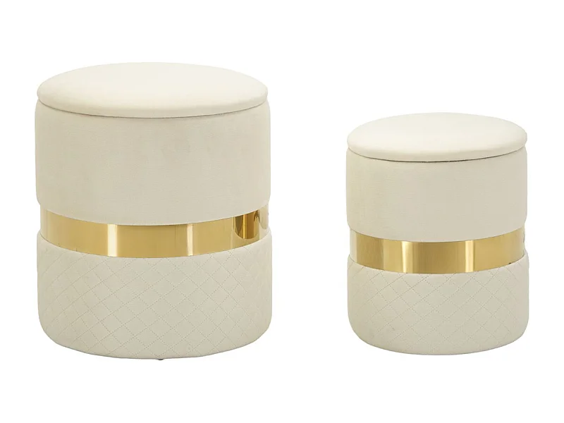 Zestaw 2 Pufami MF868, Beżowy, 37x37x42 cm, Seven Design