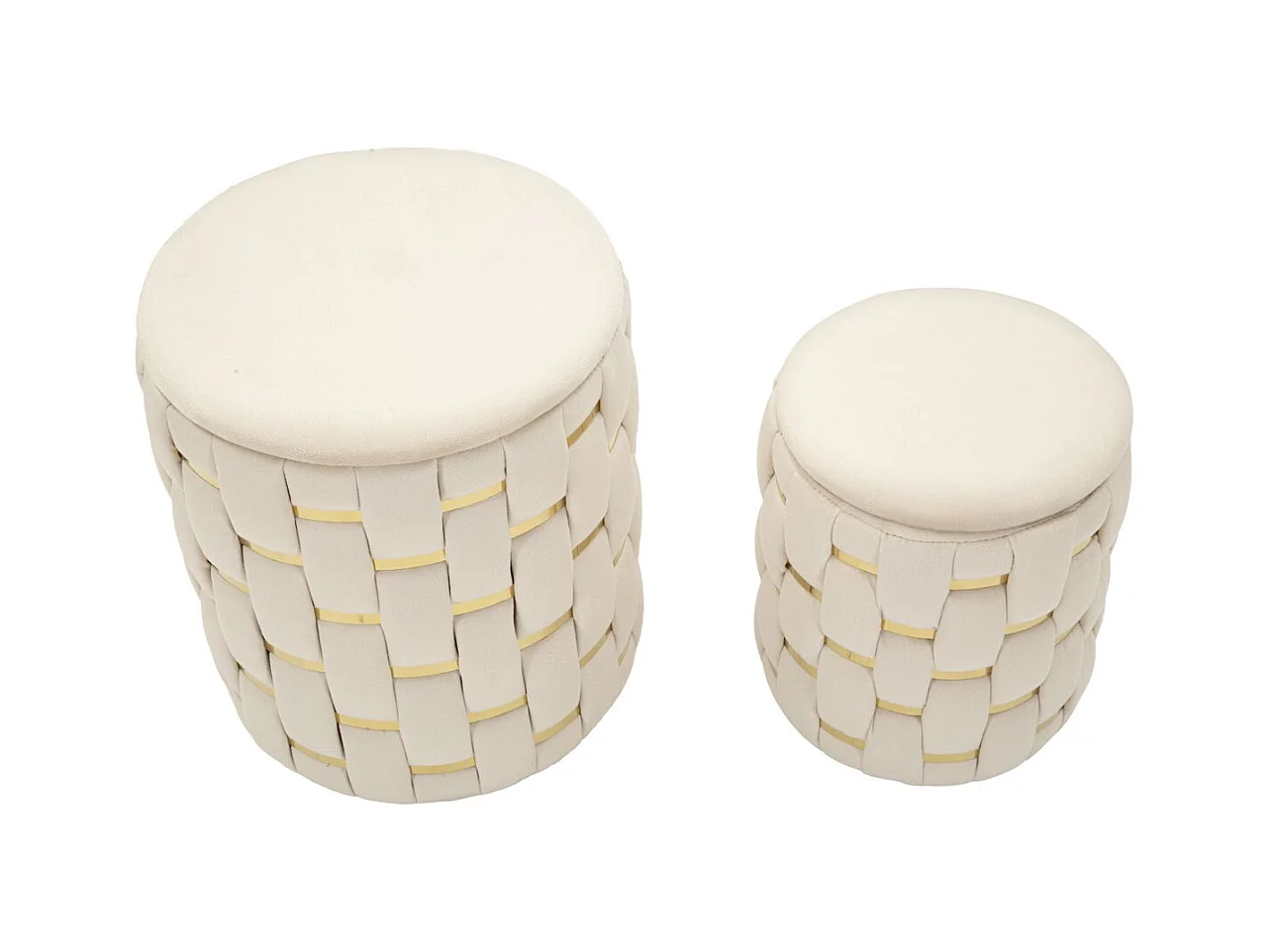 Conjunto de 2 Pufes MF871, Bege, 37x37x42 cm, Epikasa