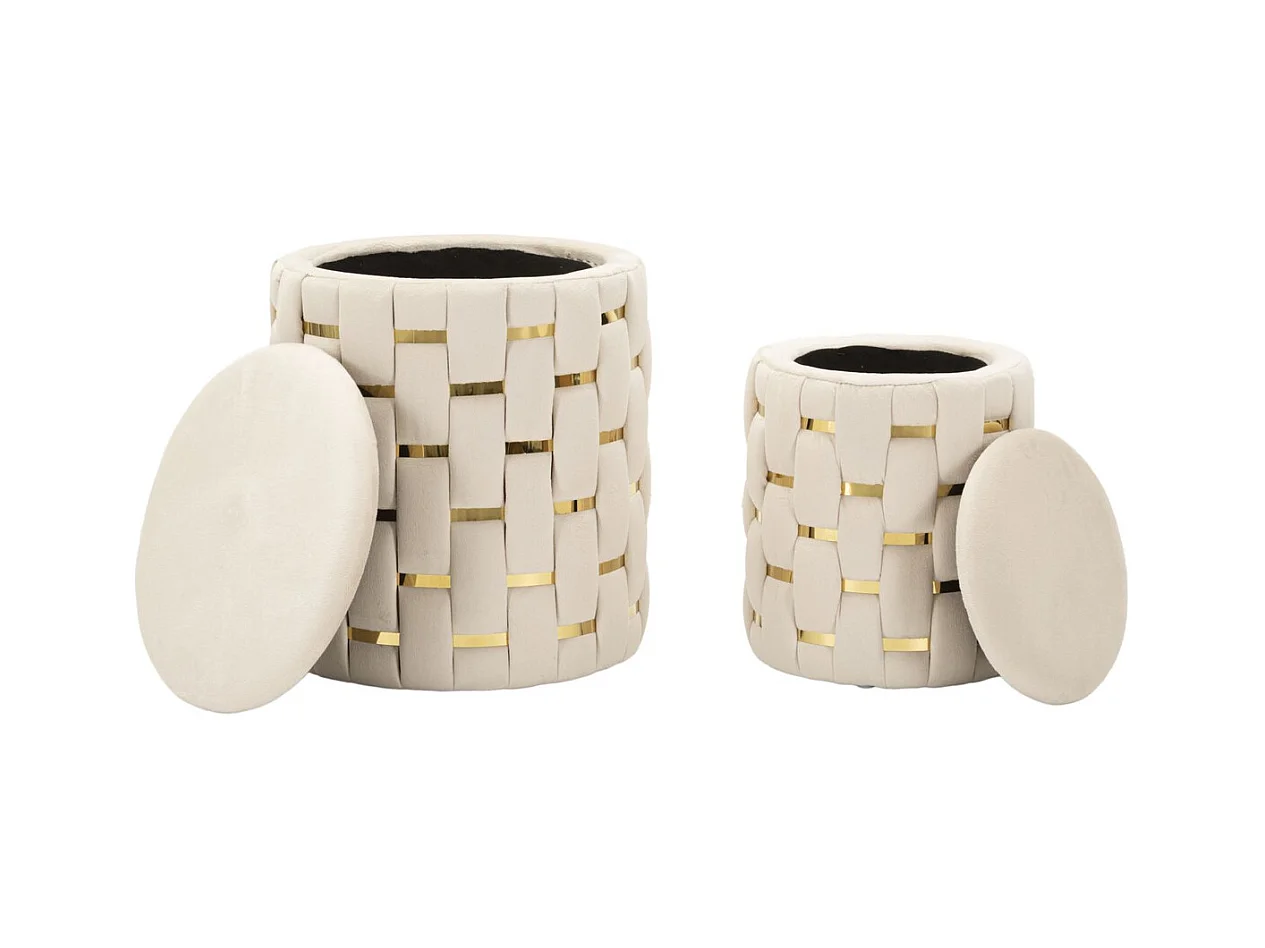 Conjunto de 2 Pufes MF871, Bege, 37x37x42 cm, Epikasa