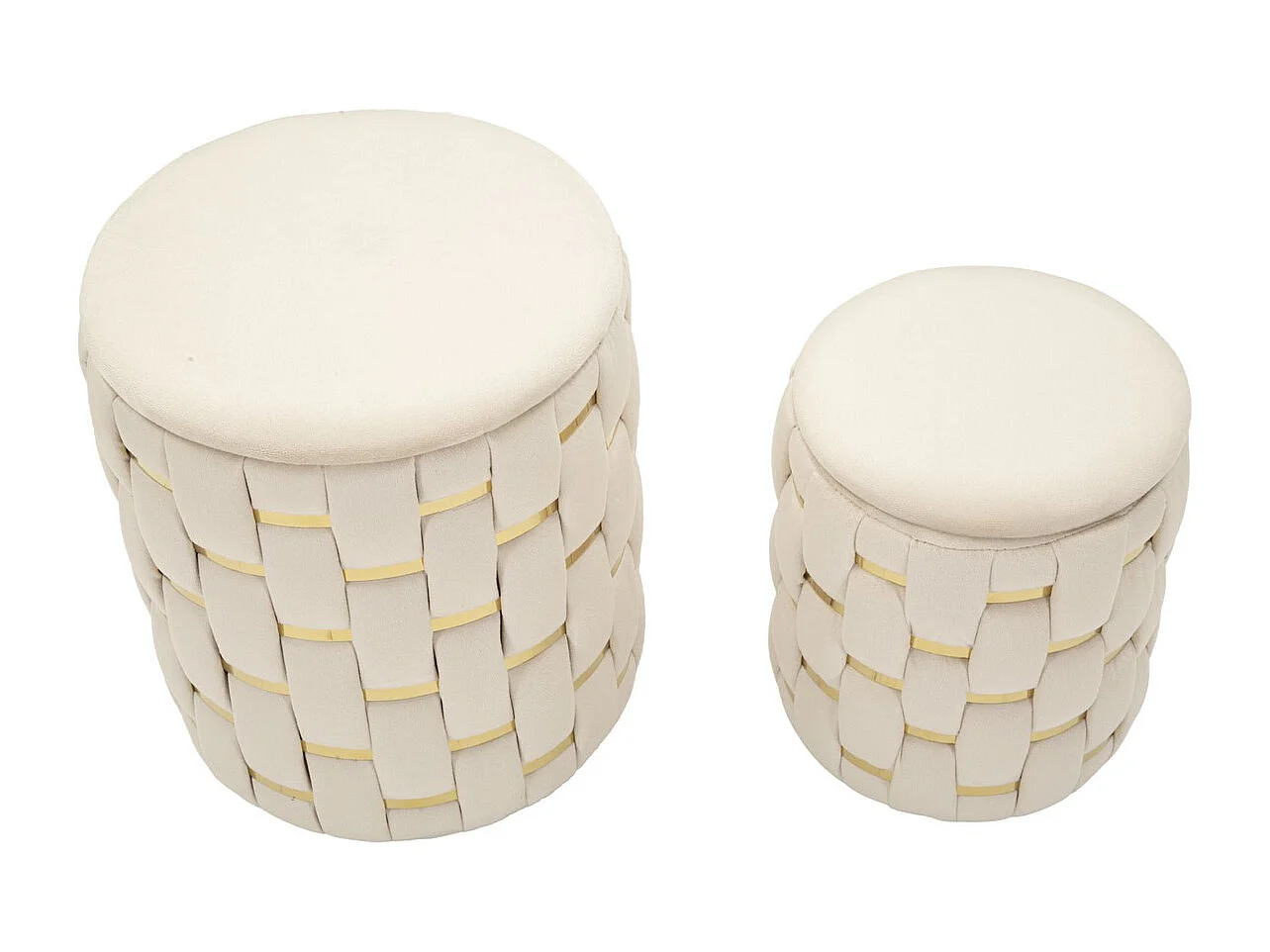 Lot de 2 Poufs Alberto, Beige, 37x37x42 cm, Seven Design