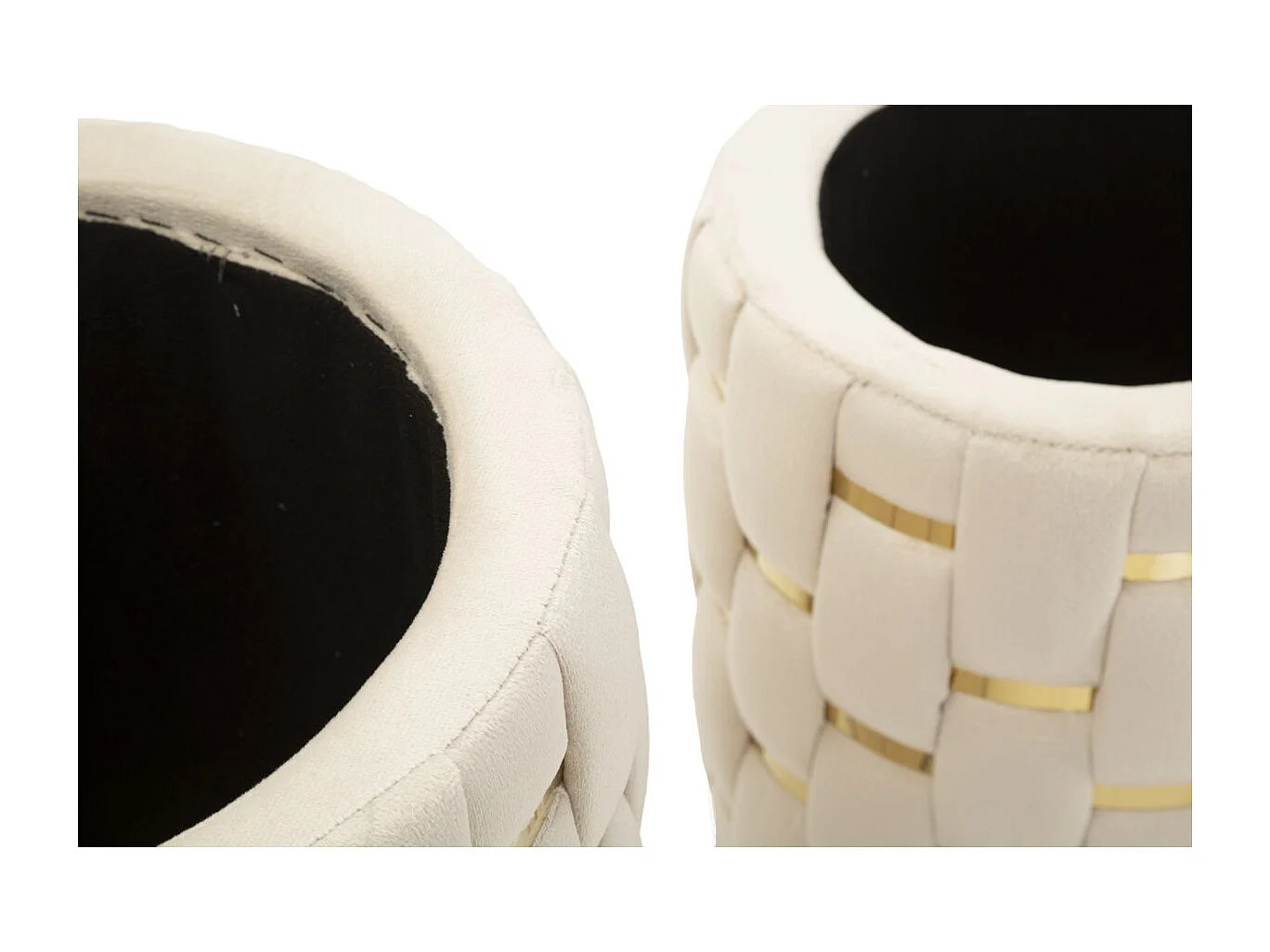 Lot de 2 Poufs Alberto, Beige, 37x37x42 cm, Seven Design