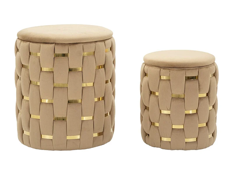 Set di 2 Pouf MF873, Oro, 37x37x42 cm, Epikasa