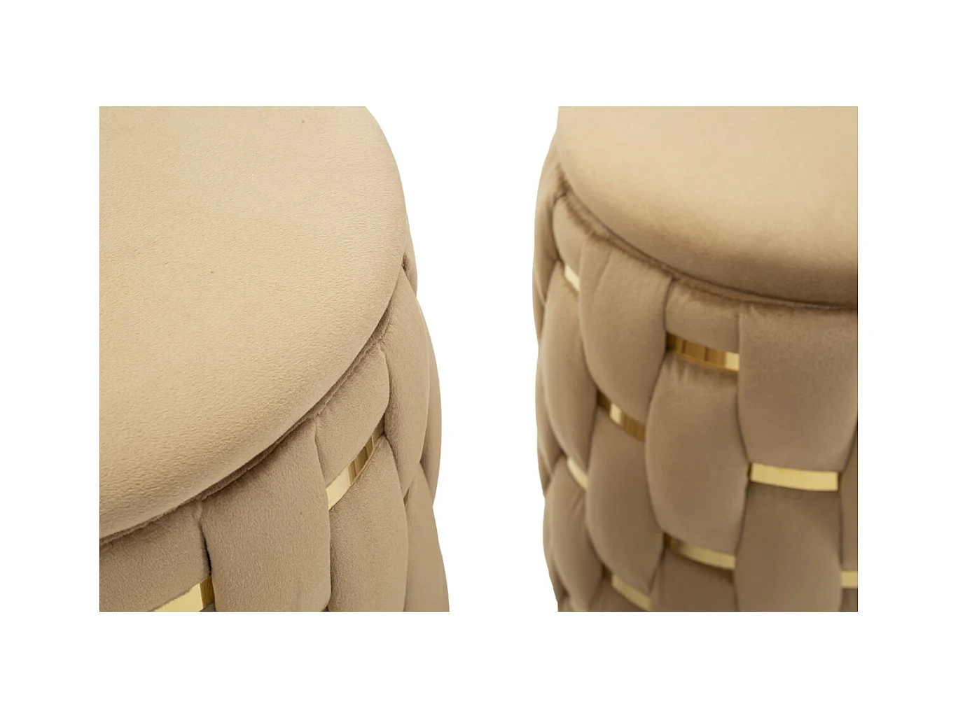 Set van 2 Poefs MF873, Goud, 37x37x42 cm, Epikasa