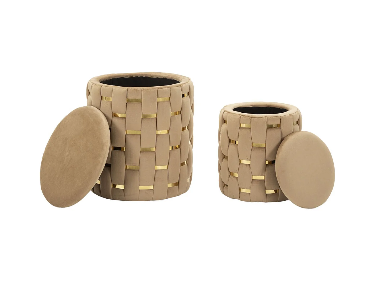 Set van 2 Poefs MF873, Goud, 37x37x42 cm, Epikasa