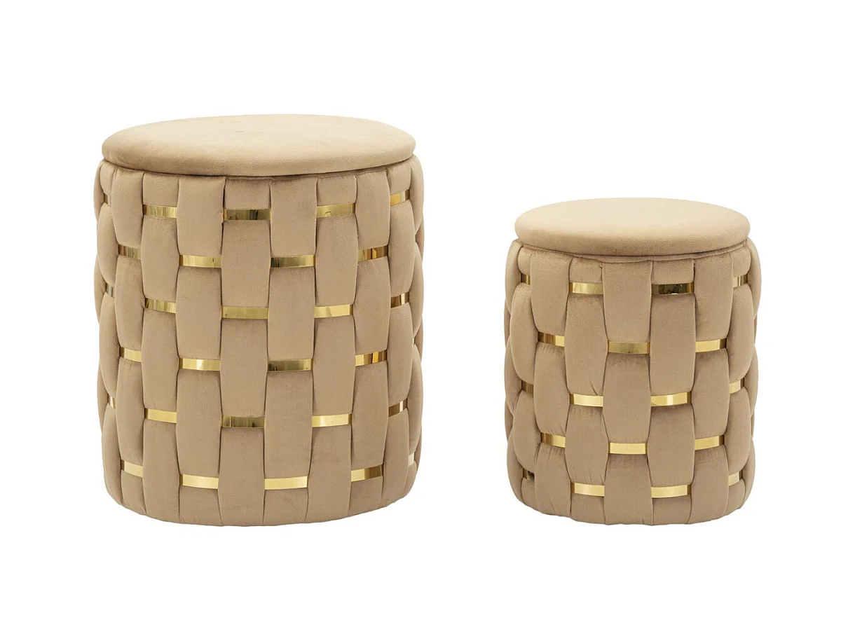 Lot de 2 Poufs MF873, Or, 37x37x42 cm, Epikasa