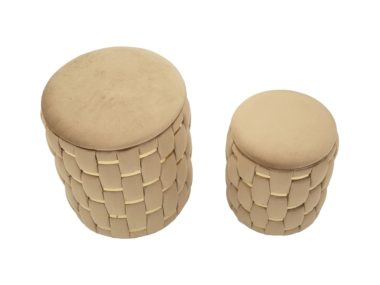 Conjunto de 2 Pufes MF873, Ouro, 37x37x42 cm, Epikasa