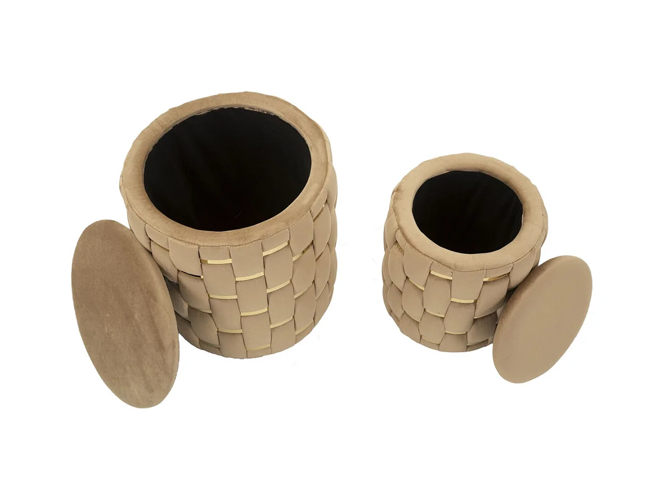 Conjunto de 2 Pufes MF873, Ouro, 37x37x42 cm, Epikasa