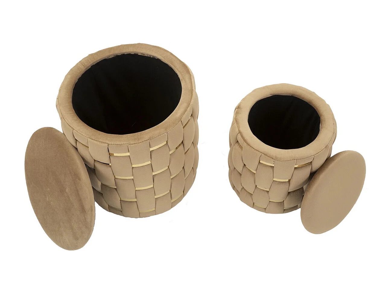 Zestaw 2 Pufami MF873, Złoto, 37x37x42 cm, Seven Design