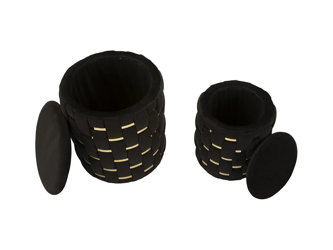 Conjunto de 2 Pufes MF872, Preto, 37x37x42 cm, Epikasa