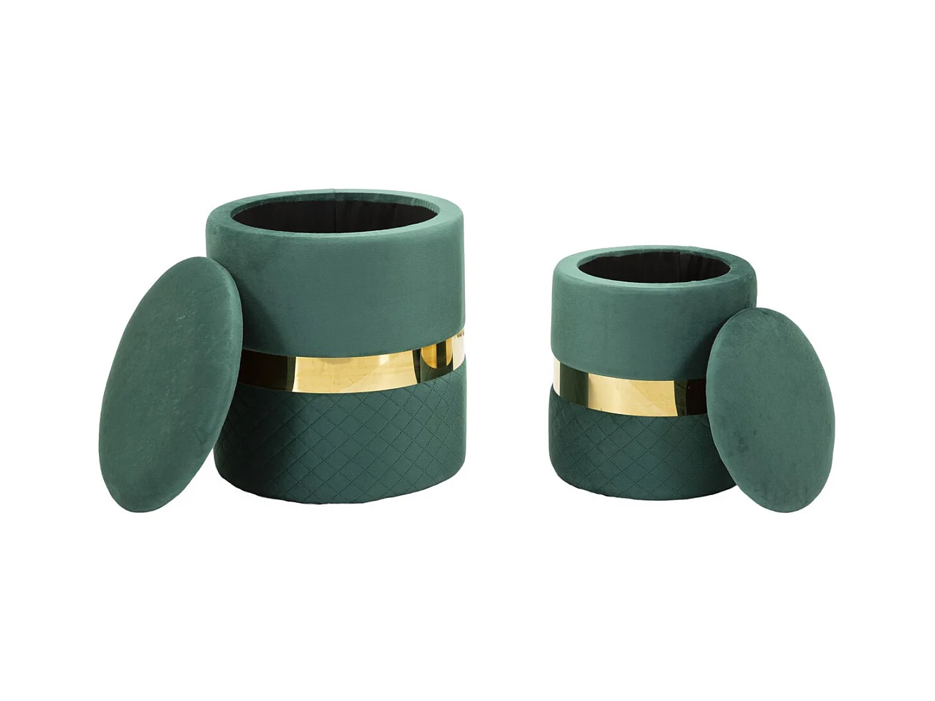 Set di 2 Pouf MF870, Verde, 37x37x42 cm, Epikasa