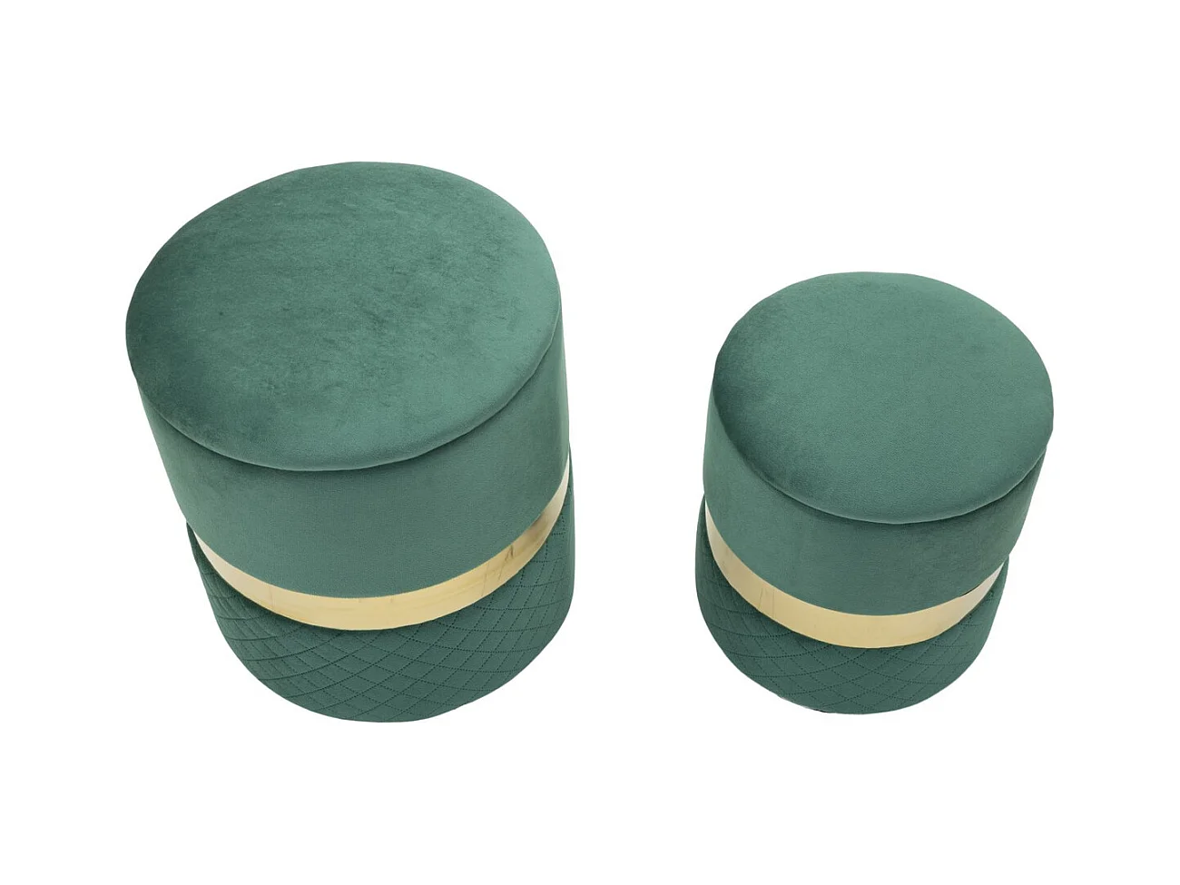 Set van 2 Poefs MF870, Groen, 37x37x42 cm, Epikasa